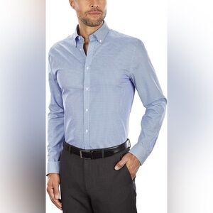 Tommy Hilfiger Gingham Dress Shirt Blue White Slim Fit Stretch Sz 17.5 32/33 $80